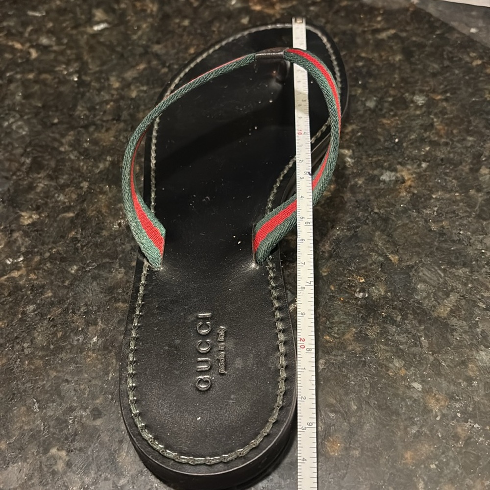 Gucci Black Flip Flops with Red and Green Straps - Picture 9 of 16